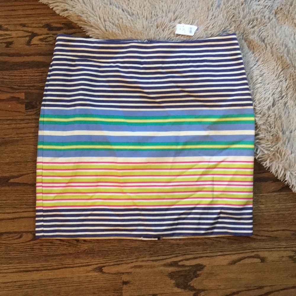 Loft multicolored canvas striped pencil skirt